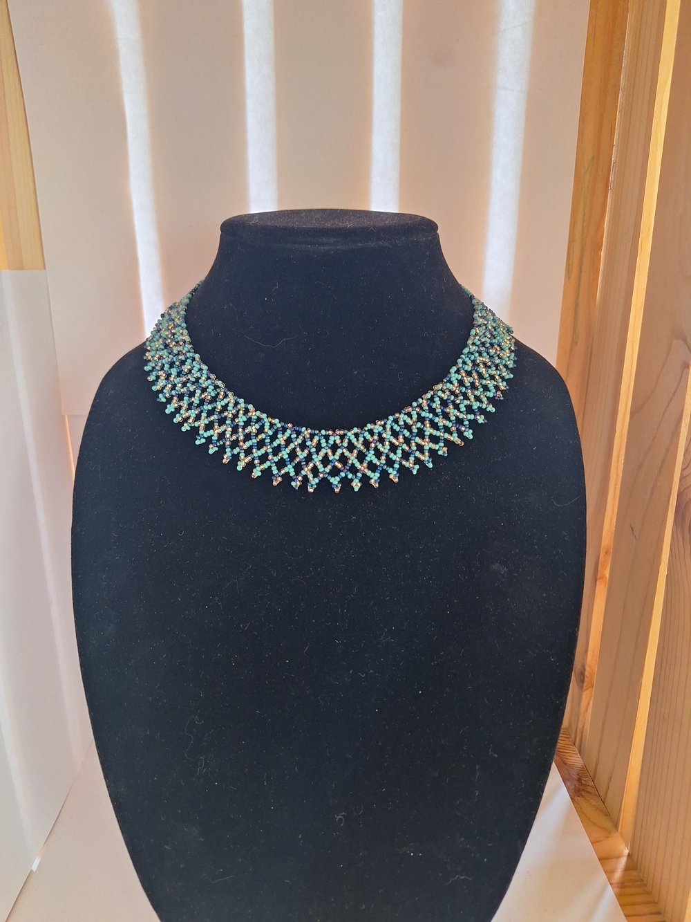 Turquoise Beaded Lattice Collar Necklace - Women Jewelry